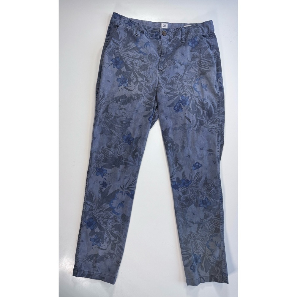 GAP Floral Girlfriend Chino Pant Womens 2 27.5" inseam Blue All Over Print
